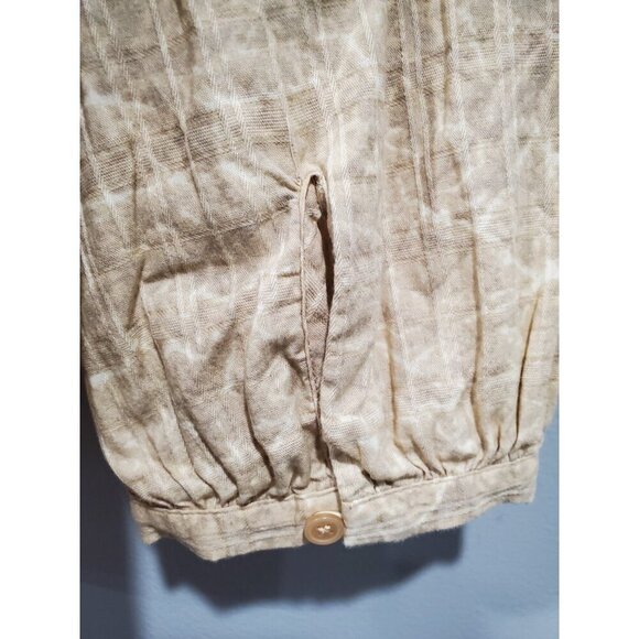 Chico's Tan/Cream Crackle Print Embroidered Floral V-Neck Popover Top Sz 3 XL - Picture 10 of 12